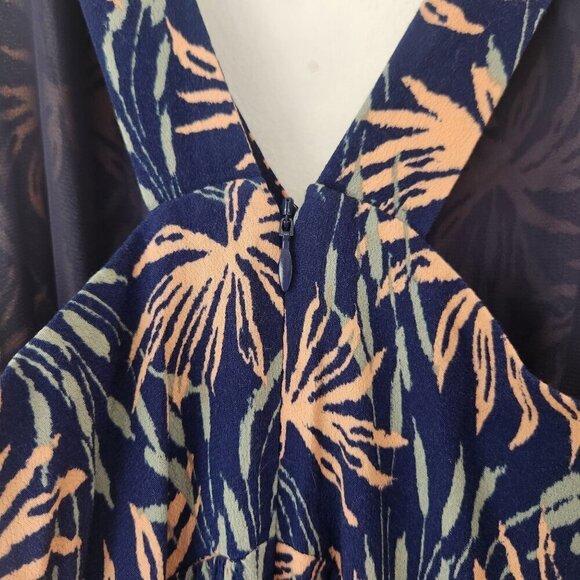Madewell V-Neck Wide-Leg Jumpsuit Oasis Palms Print Summer Onepiece Size 00 - Picture 7 of 10